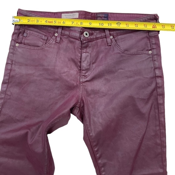 Woman's Adiano Goldschmeid AG Maroon Legging Super Skinny Ankle Faux Leather - Picture 6 of 12